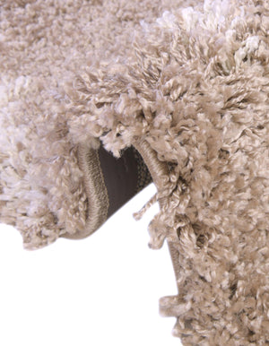 Khaki 3' 3 x 3' 3 Soft Touch Shag Round Area Rug Thick Soft Touch Fluffy & Plush Shaggy Pile