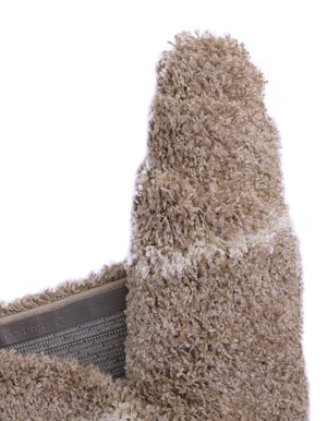 Khaki 7' 10 x 7' 10 Soft Touch Shag Round Area Rug Thick Soft Touch Fluffy & Plush Shaggy Pile