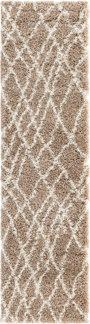 Khaki 2' 7 x 10' Soft Touch Shag Runner Area Rug Thick Soft Touch Fluffy & Plush Shaggy Pile