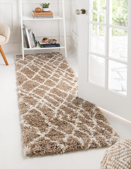Khaki 2' x 6' 7 Soft Touch Shag Runner Area Rug Thick Soft Touch Fluffy & Plush Shaggy Pile