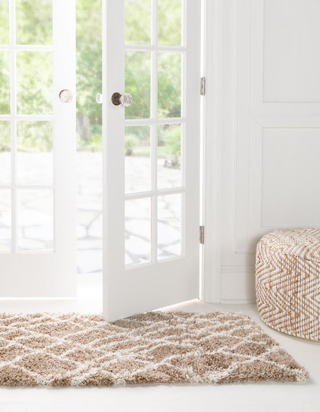 Khaki 2' 7 x 13' 1 Soft Touch Shag Runner Area Rug Thick Soft Touch Fluffy & Plush Shaggy Pile 100% Polypropylene Unique Carpet for Modern Home Interiors for Sale at Rug Engine