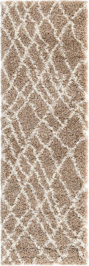 Khaki 2' x 6' 7 Soft Touch Shag Runner Area Rug Thick Soft Touch Fluffy & Plush Shaggy Pile
