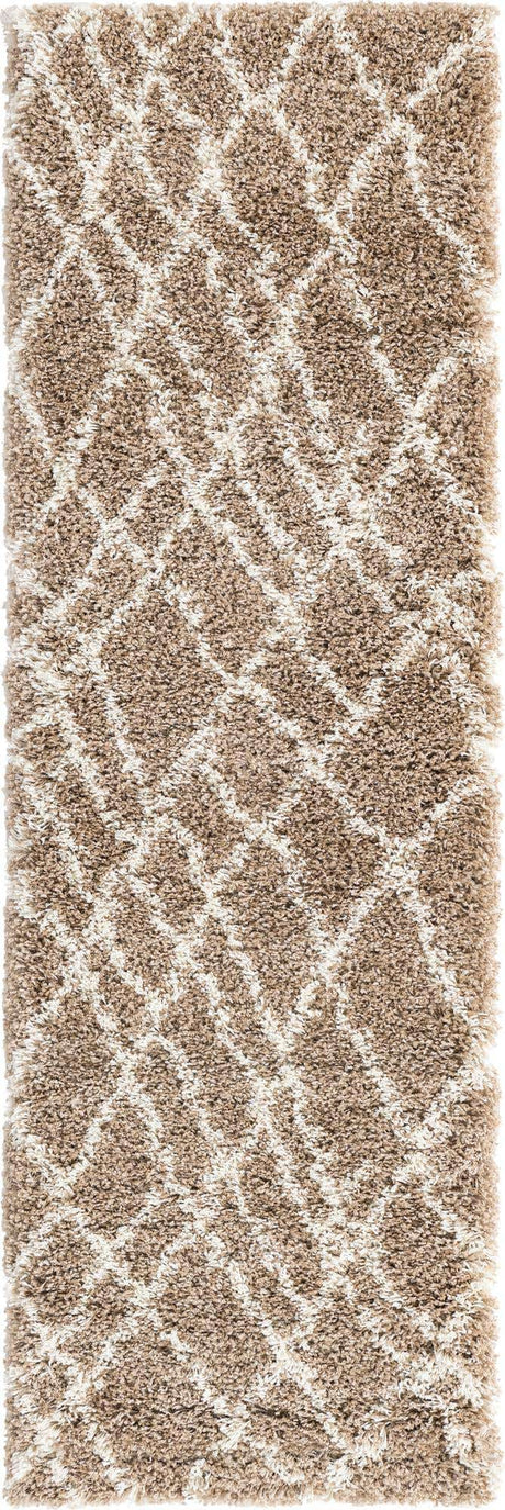 Khaki 2' x 6' 7 Soft Touch Shag Runner Area Rug Thick Soft Touch Fluffy & Plush Shaggy Pile
