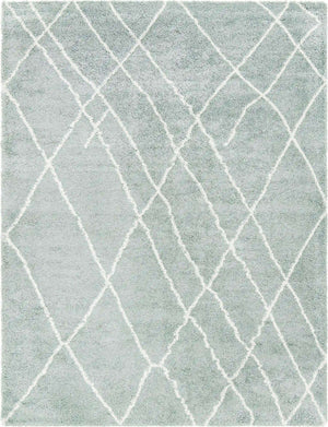 Sage Green 9' x 12' Soft Touch Shag Rectangle Area Rug Thick Soft Touch Fluffy & Plush Shaggy Pile