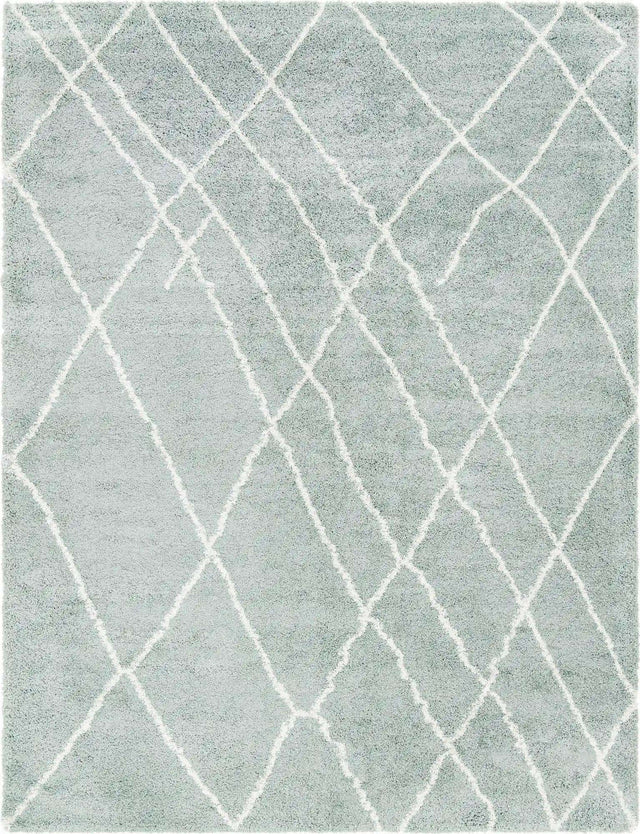 Sage Green 9' x 12' Soft Touch Shag Rectangle Area Rug Thick Soft Touch Fluffy & Plush Shaggy Pile