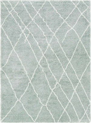 Sage Green 7' 10 x 11' Soft Touch Shag Rectangle Area Rug Thick Soft Touch Fluffy & Plush Shaggy Pile