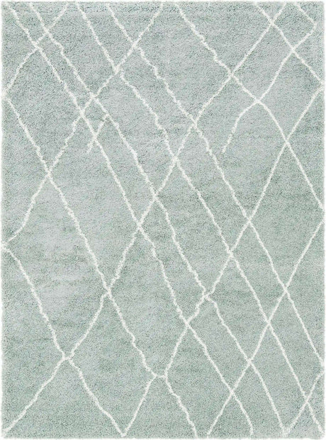 Sage Green 7' 10 x 11' Soft Touch Shag Rectangle Area Rug Thick Soft Touch Fluffy & Plush Shaggy Pile
