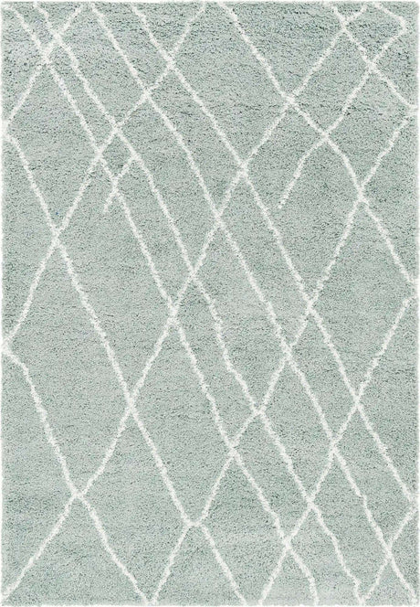 Sage Green 6' 1 x 9' Soft Touch Shag Rectangle Area Rug Thick Soft Touch Fluffy & Plush Shaggy Pile