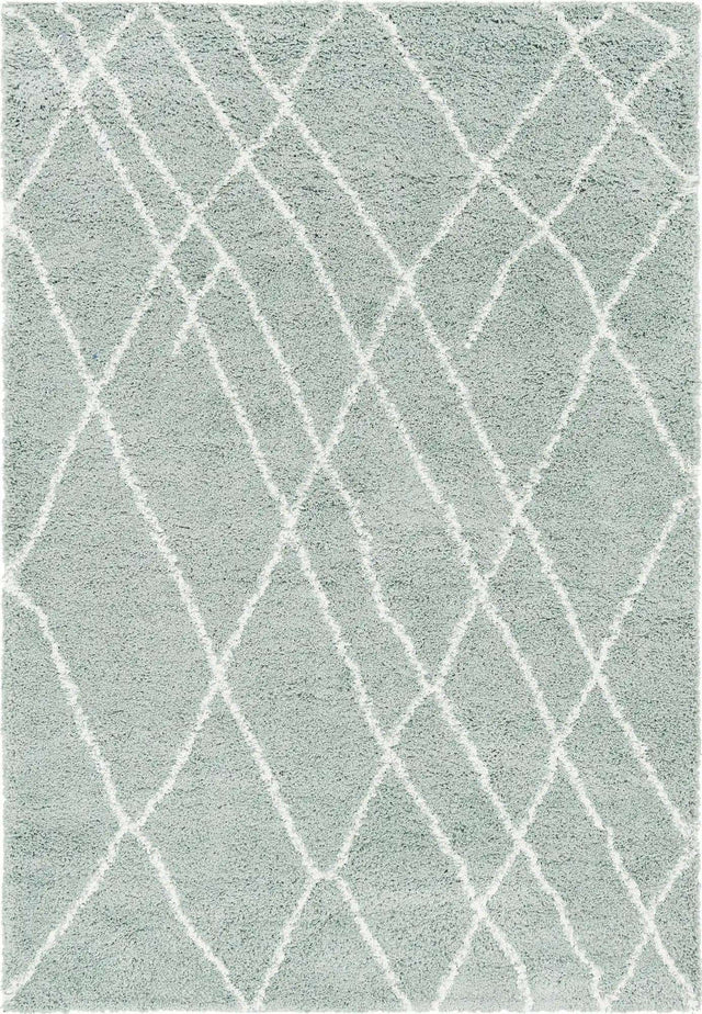 Sage Green 6' 1 x 9' Soft Touch Shag Rectangle Area Rug Thick Soft Touch Fluffy & Plush Shaggy Pile