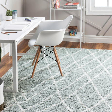 Sage Green 7' 10 x 11' Soft Touch Shag Rectangle Area Rug Thick Soft Touch Fluffy & Plush Shaggy Pile