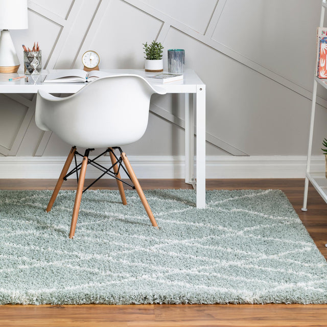 Sage Green 7' 10 x 11' Soft Touch Shag Rectangle Area Rug Thick Soft Touch Fluffy & Plush Shaggy Pile