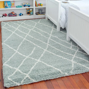Sage Green 7' 10 x 11' Soft Touch Shag Rectangle Area Rug Thick Soft Touch Fluffy & Plush Shaggy Pile