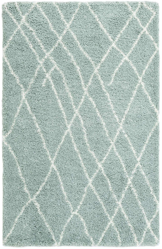 Sage Green 5' 3 x 8' Soft Touch Shag Rectangle Area Rug Thick Soft Touch Fluffy & Plush Shaggy Pile