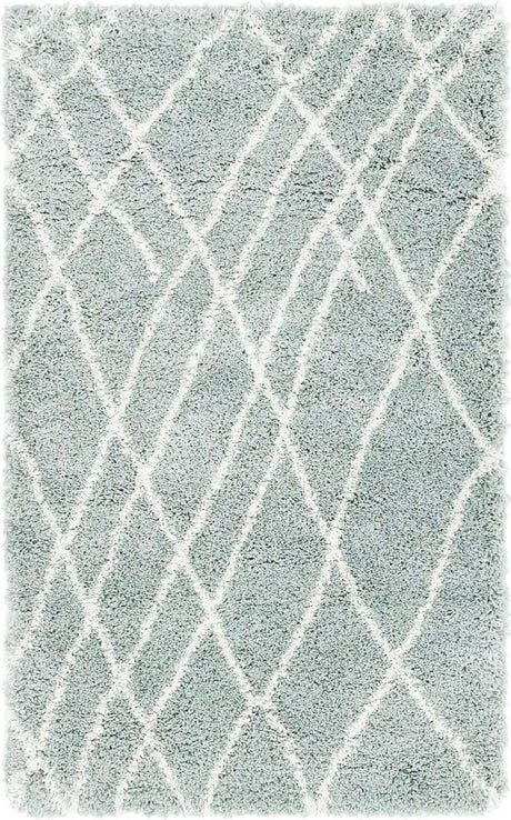 Sage Green 3' 3 x 5' 3 Soft Touch Shag Rectangle Area Rug Thick Soft Touch Fluffy & Plush Shaggy Pile