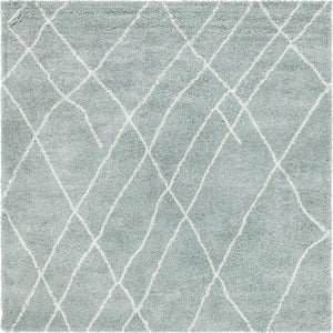 Sage Green 7' 10 x 7' 10 Soft Touch Shag Square Area Rug Thick Soft Touch Fluffy & Plush Shaggy Pile