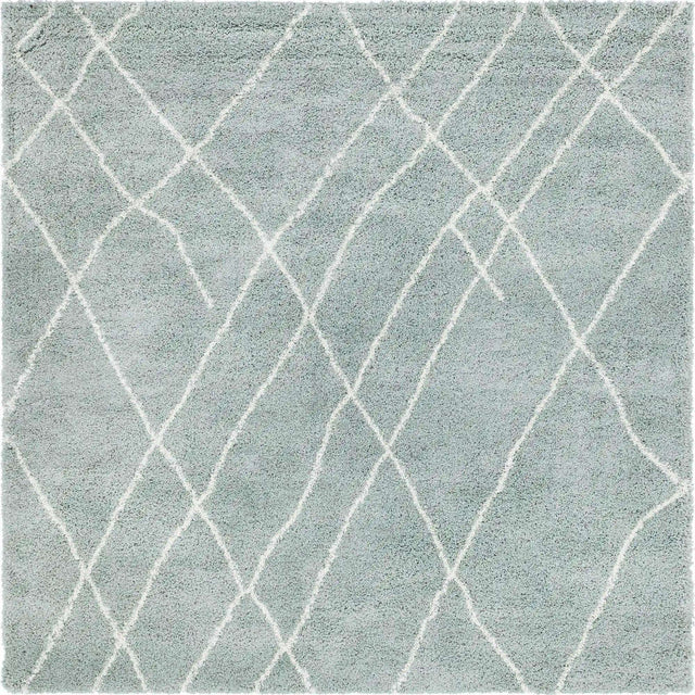 Sage Green 7' 10 x 7' 10 Soft Touch Shag Square Area Rug Thick Soft Touch Fluffy & Plush Shaggy Pile