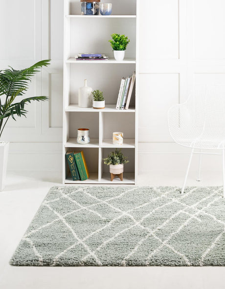 Sage Green 5' 3 x 5' 3 Soft Touch Shag Square Area Rug Thick Soft Touch Fluffy & Plush Shaggy Pile
