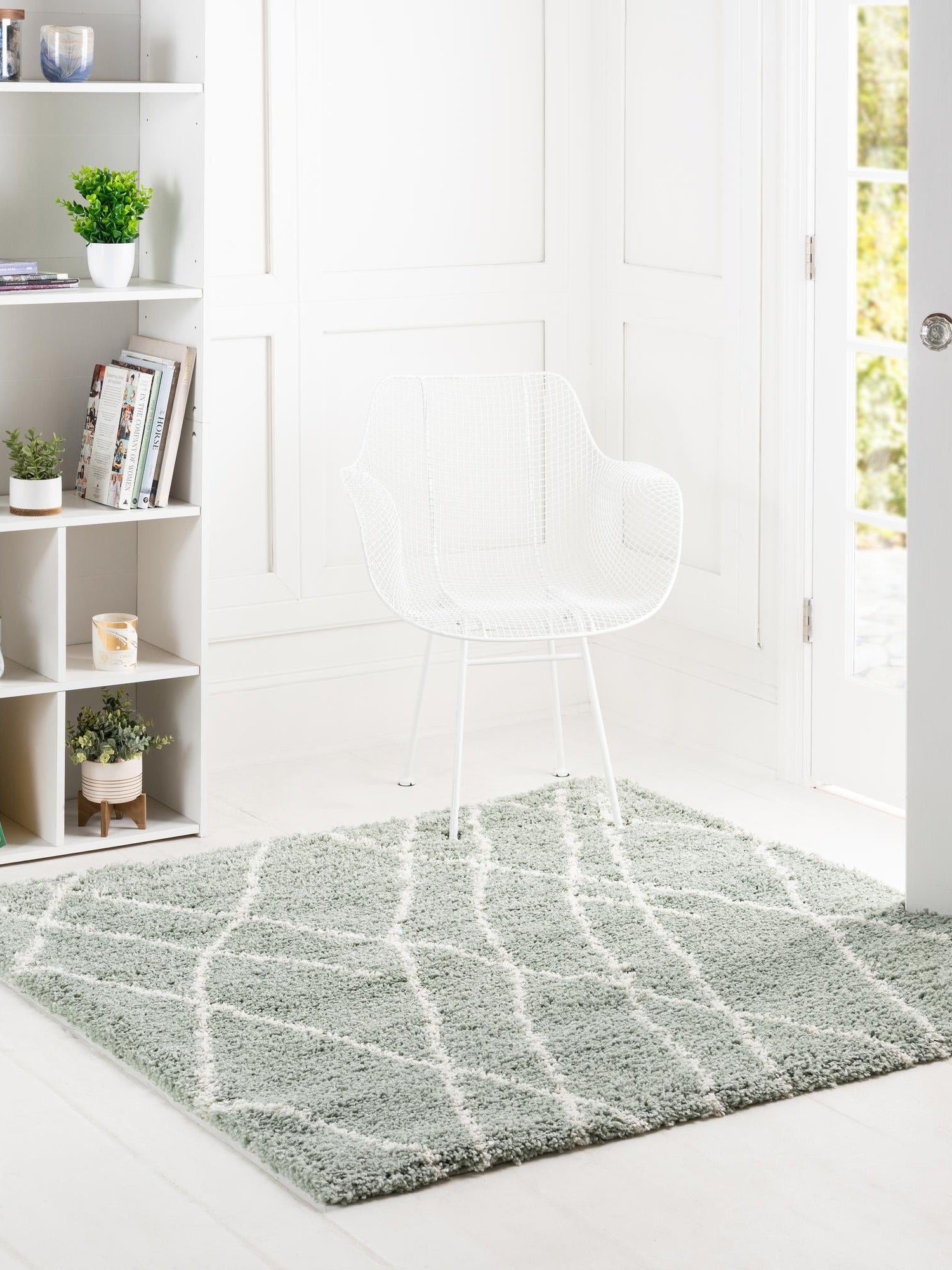 Sage Green 4' 1 x 4' 1 Soft Touch Shag Square Area Rug Thick Soft Touch Fluffy & Plush Shaggy Pile 100% Polypropylene Unique Carpet for Modern Home Interiors for Sale at Rug Engine