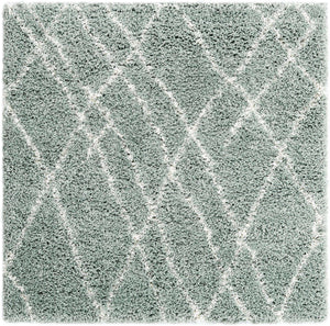 Sage Green 4' 1 x 4' 1 Soft Touch Shag Square Area Rug Thick Soft Touch Fluffy & Plush Shaggy Pile