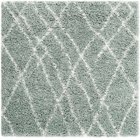 Sage Green 4' 1 x 4' 1 Soft Touch Shag Square Area Rug Thick Soft Touch Fluffy & Plush Shaggy Pile