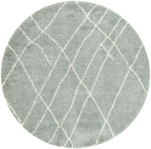 Sage Green 7' 10 x 7' 10 Soft Touch Shag Round Area Rug Thick Soft Touch Fluffy & Plush Shaggy Pile