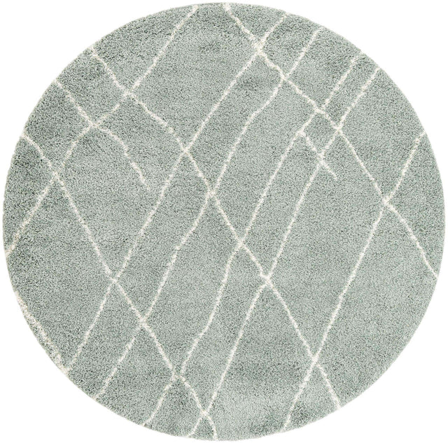 Sage Green 7' 10 x 7' 10 Soft Touch Shag Round Area Rug Thick Soft Touch Fluffy & Plush Shaggy Pile