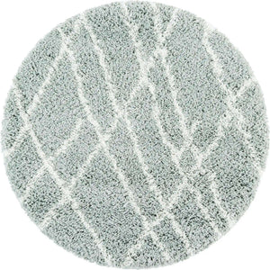 Sage Green 3' 3 x 3' 3 Soft Touch Shag Round Area Rug Thick Soft Touch Fluffy & Plush Shaggy Pile