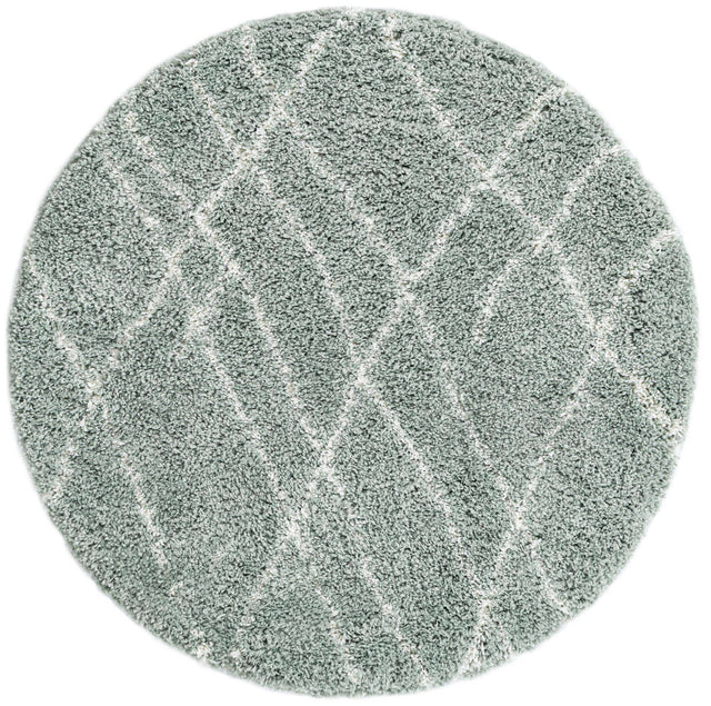 Sage Green 4' 1 x 4' 1 Soft Touch Shag Round Area Rug Thick Soft Touch Fluffy & Plush Shaggy Pile