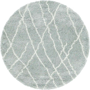 Sage Green 5' 3 x 5' 3 Soft Touch Shag Round Area Rug Thick Soft Touch Fluffy & Plush Shaggy Pile