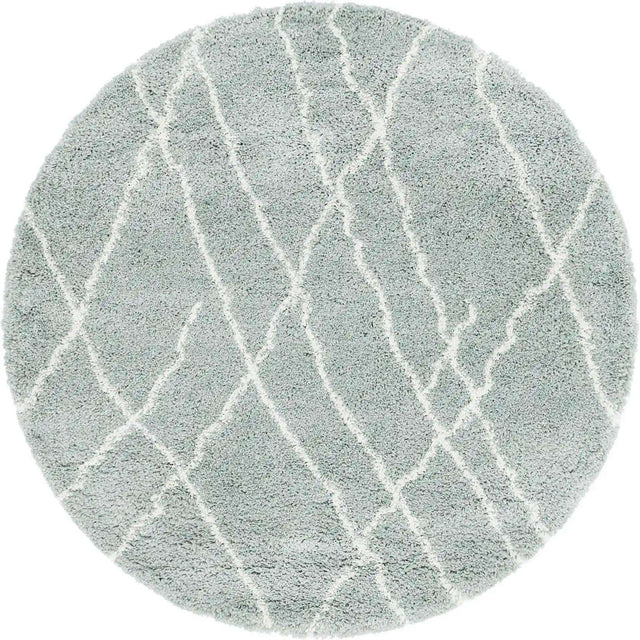Sage Green 5' 3 x 5' 3 Soft Touch Shag Round Area Rug Thick Soft Touch Fluffy & Plush Shaggy Pile