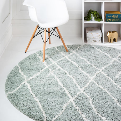 Sage Green 7' 10 x 7' 10 Soft Touch Shag Round Area Rug Thick Soft Touch Fluffy & Plush Shaggy Pile 100% Polypropylene Unique Carpet for Modern Home Interiors for Sale at Rug Engine