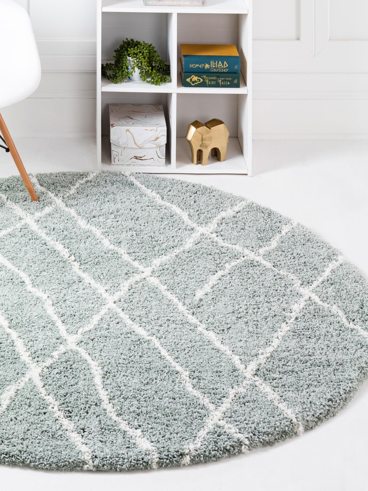 Sage Green 6' 1 x 6' 1 Soft Touch Shag Round Area Rug Thick Soft Touch Fluffy & Plush Shaggy Pile