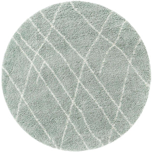 Sage Green 6' 1 x 6' 1 Soft Touch Shag Round Area Rug Thick Soft Touch Fluffy & Plush Shaggy Pile