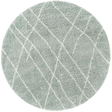 Sage Green 6' 1 x 6' 1 Soft Touch Shag Round Area Rug Thick Soft Touch Fluffy & Plush Shaggy Pile