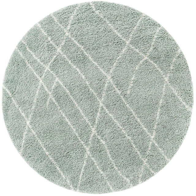 Sage Green 6' 1 x 6' 1 Soft Touch Shag Round Area Rug Thick Soft Touch Fluffy & Plush Shaggy Pile