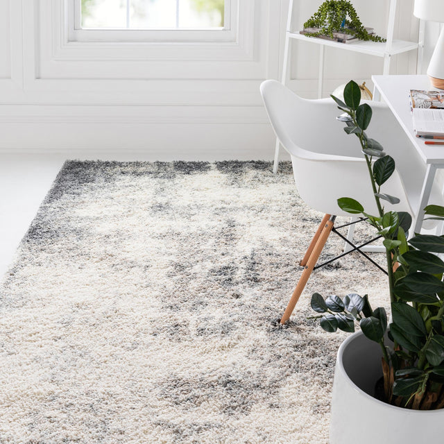 Pebble Gray 5' 3 x 8' Soft Touch Shag Rectangle Area Rug Thick Soft Touch Fluffy & Plush Shaggy Pile