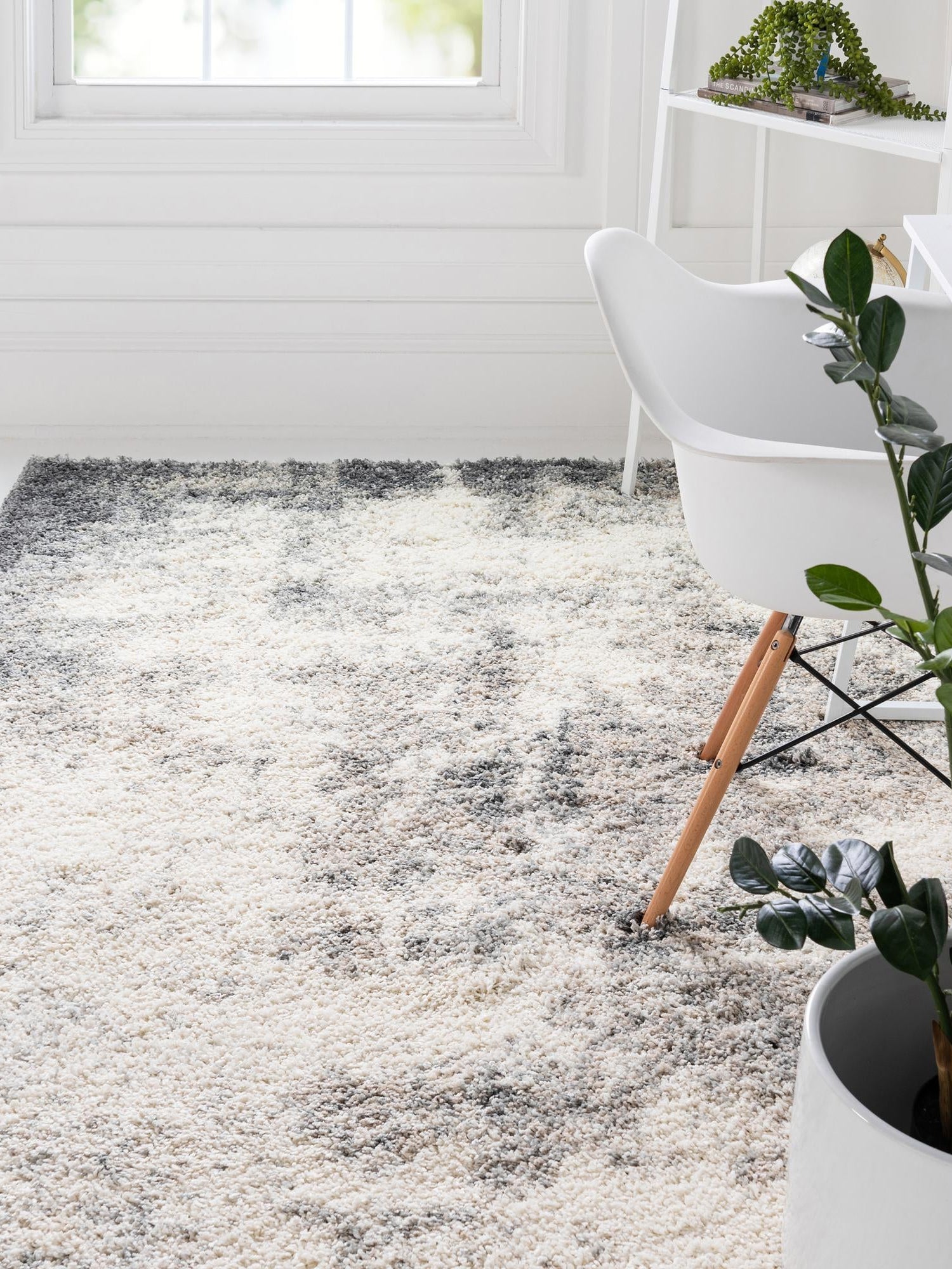Pebble Gray 9' x 12' Soft Touch Shag Rectangle Area Rug Thick Soft Touch Fluffy & Plush Shaggy Pile 100% Polypropylene Unique Carpet for Modern Home Interiors for Sale at Rug Engine