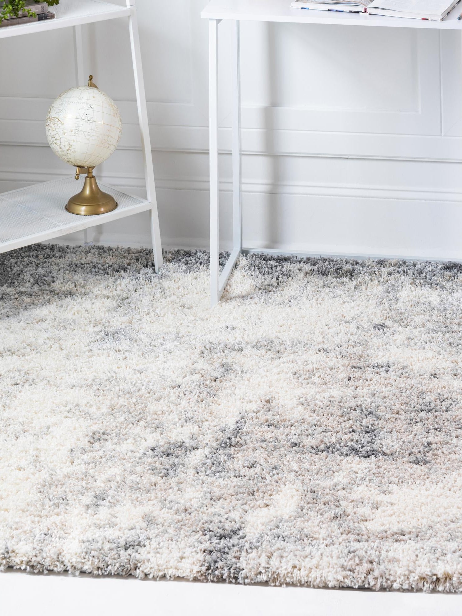 Pebble Gray 7' 10 x 7' 10 Soft Touch Shag Square Area Rug Thick Soft Touch Fluffy & Plush Shaggy Pile 100% Polypropylene Unique Carpet for Modern Home Interiors for Sale at Rug Engine