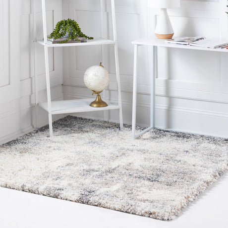 Pebble Gray 7' 10 x 7' 10 Soft Touch Shag Square Area Rug Thick Soft Touch Fluffy & Plush Shaggy Pile 100% Polypropylene Unique Carpet for Modern Home Interiors for Sale at Rug Engine