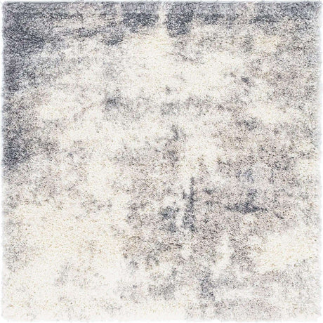 Pebble Gray 4' 1 x 4' 1 Soft Touch Shag Square Area Rug Thick Soft Touch Fluffy & Plush Shaggy Pile