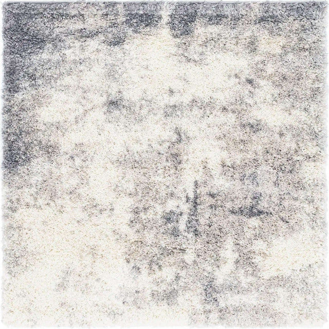 Pebble Gray 4' 1 x 4' 1 Soft Touch Shag Square Area Rug Thick Soft Touch Fluffy & Plush Shaggy Pile