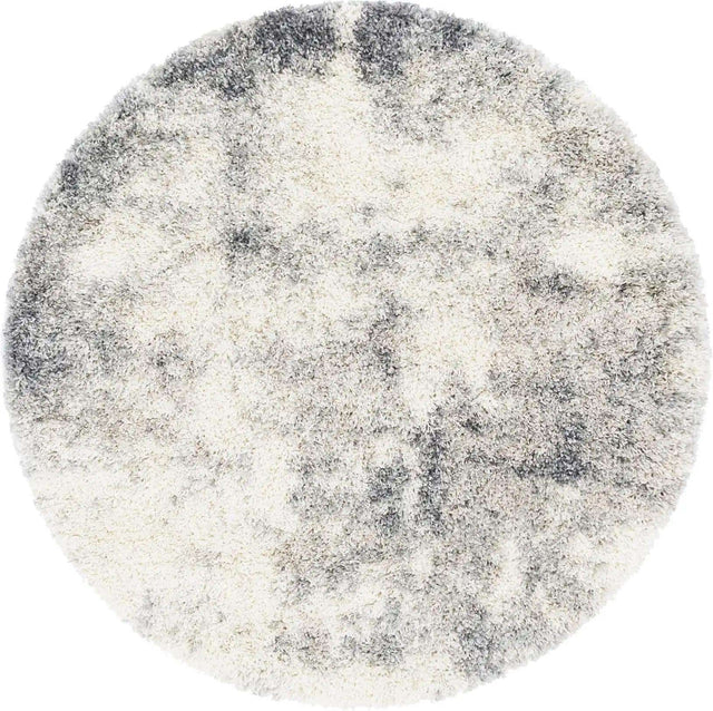 Pebble Gray 4' 1 x 4' 1 Soft Touch Shag Round Area Rug Thick Soft Touch Fluffy & Plush Shaggy Pile