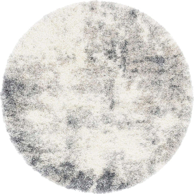 Pebble Gray 5' 3 x 5' 3 Soft Touch Shag Round Area Rug Thick Soft Touch Fluffy & Plush Shaggy Pile