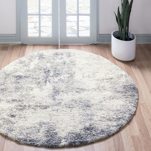 Pebble Gray 6' 1 x 6' 1 Soft Touch Shag Round Area Rug Thick Soft Touch Fluffy & Plush Shaggy Pile