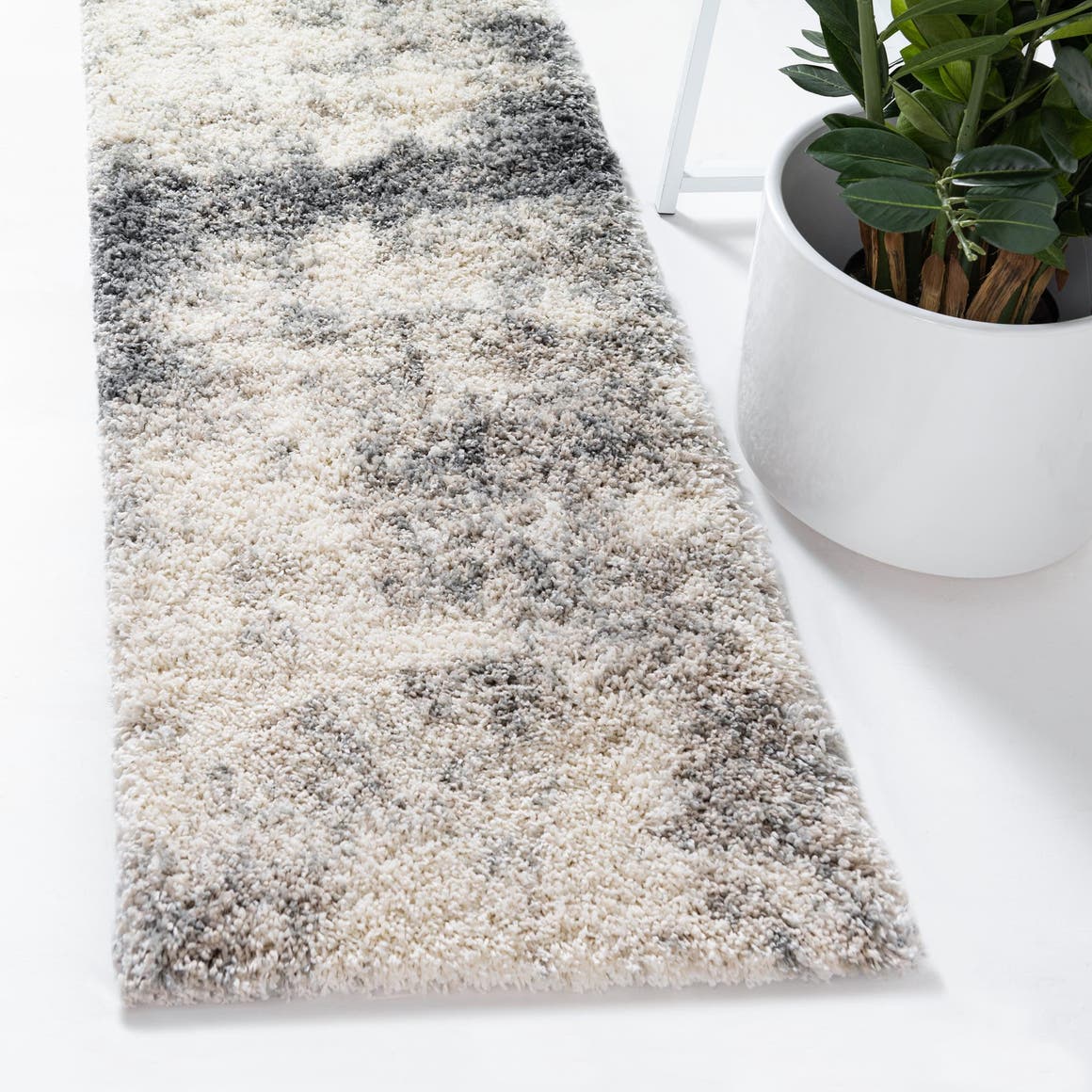 Pebble Gray 2' 7 x 10' Soft Touch Shag Runner Area Rug Thick Soft Touch Fluffy & Plush Shaggy Pile 100% Polypropylene Unique Carpet for Modern Home Interiors for Sale at Rug Engine