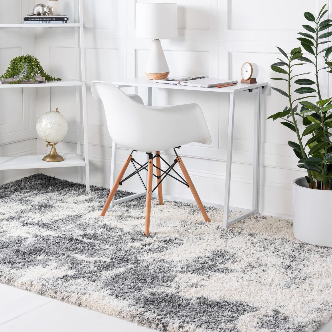 Smoke Gray 6' 1 x 9' Soft Touch Shag Rectangle Area Rug Thick Soft Touch Fluffy & Plush Shaggy Pile 100% Polypropylene Unique Carpet for Modern Home Interiors for Sale at Rug Engine