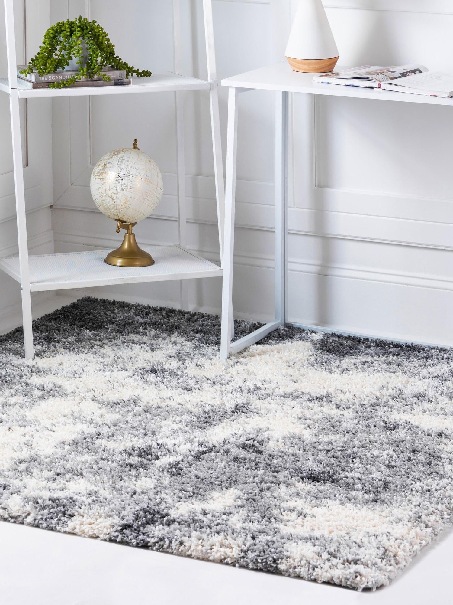 Smoke Gray 4' 1 x 4' 1 Soft Touch Shag Square Area Rug Thick Soft Touch Fluffy & Plush Shaggy Pile 100% Polypropylene Unique Carpet for Modern Home Interiors for Sale at Rug Engine