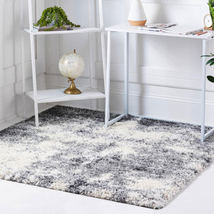 Smoke Gray 4' 1 x 4' 1 Soft Touch Shag Square Area Rug Thick Soft Touch Fluffy & Plush Shaggy Pile
