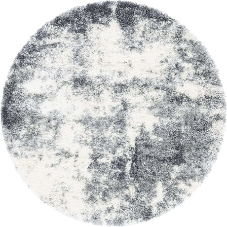 Smoke Gray 5' 3 x 5' 3 Soft Touch Shag Round Area Rug Thick Soft Touch Fluffy & Plush Shaggy Pile