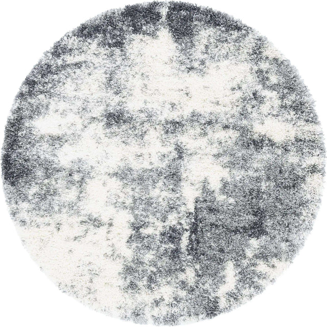 Smoke Gray 5' 3 x 5' 3 Soft Touch Shag Round Area Rug Thick Soft Touch Fluffy & Plush Shaggy Pile